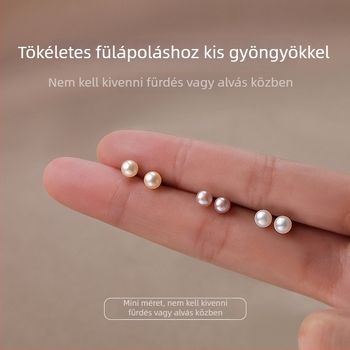 S999 Sterling ezüst, természetes édesvízi gyöngy fülbevalók nőknek, geometriai dizájn