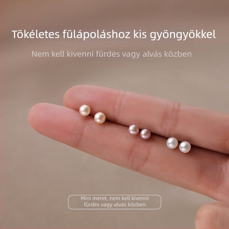 S999 Sterling ezüst, természetes édesvízi gyöngy fülbevalók nőknek, geometriai dizájn