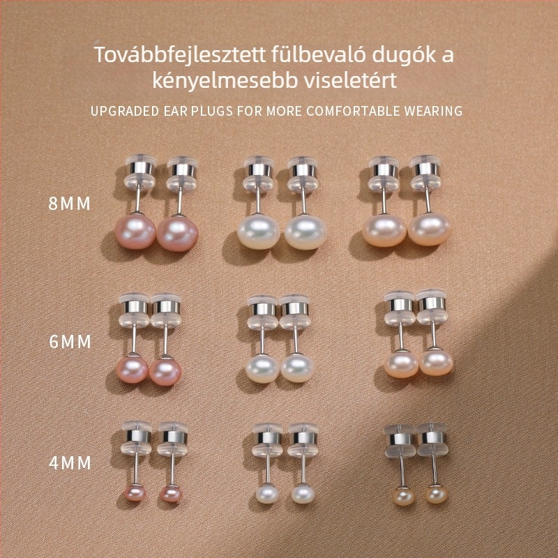 S999 Sterling ezüst, természetes édesvízi gyöngy fülbevalók nőknek, geometriai dizájn
