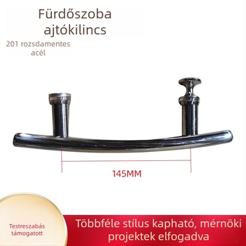 201-es rozsdamentes acélból készült üveg ajtó fogantyú, ívelt, vékony, fürdőszobához