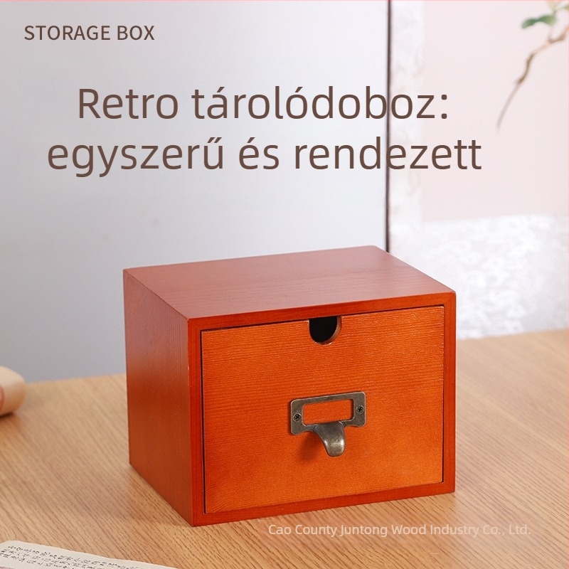 Fából készült fiókos asztali rendező kártyák és jegyzetek számára