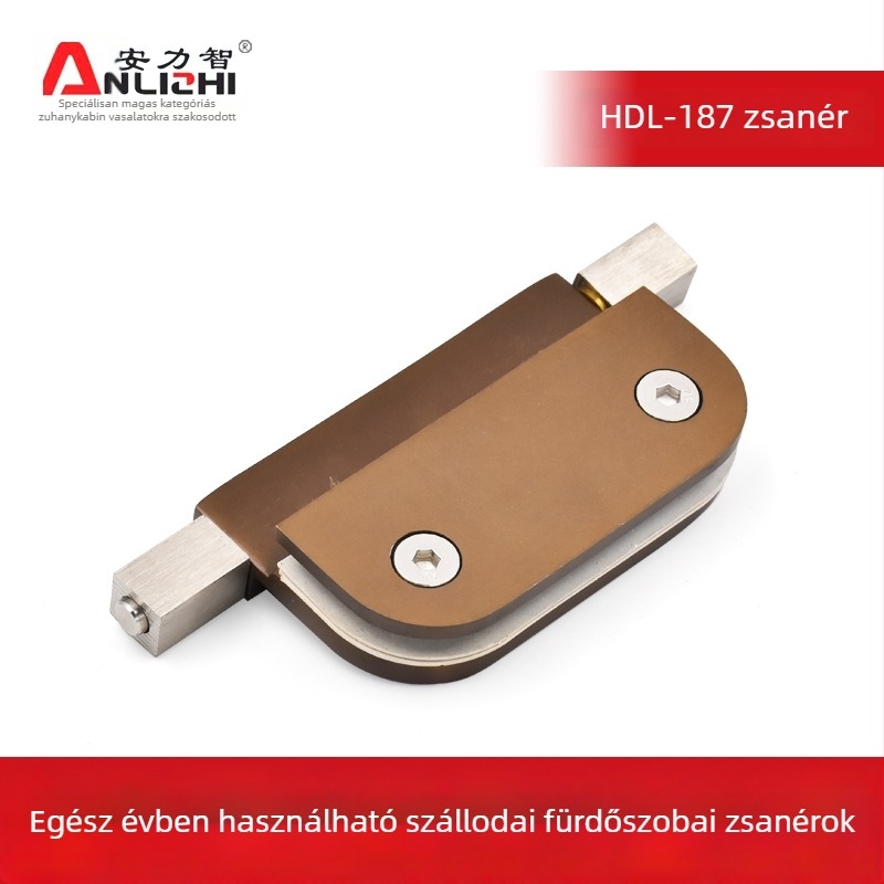 HDL-187 Rozsdamentes acél üvegajtó zsanér, szállodai fürdőszobához, 304-es rozsdamentes acél