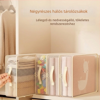 Négy részes ágyneműtároló készlet megerősített tárolótáskával, lepedők és paplanhuzatok tárolására, vízálló és porálló