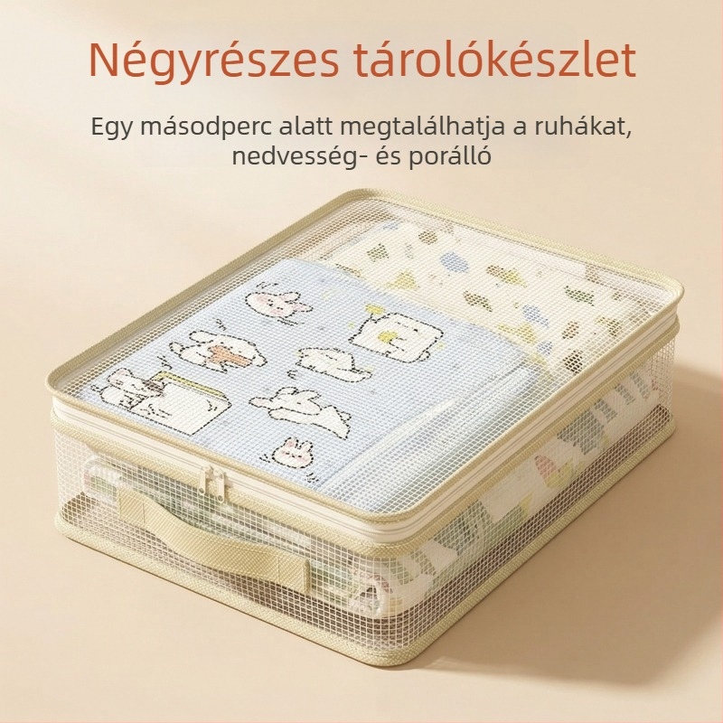 Négy részes ágyneműtároló készlet megerősített tárolótáskával, lepedők és paplanhuzatok tárolására, vízálló és porálló