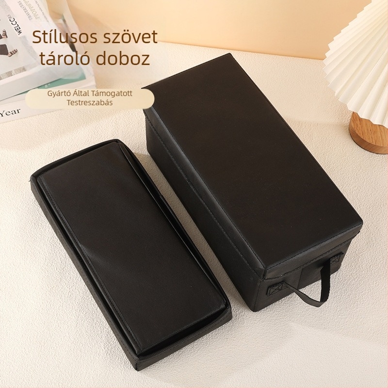 Textil CD-tároló doboz, összecsukható asztali rendező fedővel, nem szőtt anyagból, 33×15×14 cm