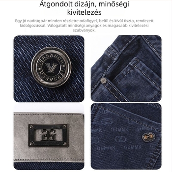 Férfi farmernadrág európai stílusban, pamut, lazítva egyenes szabás, középmagas derekú, cropped hossz, 80% pamut