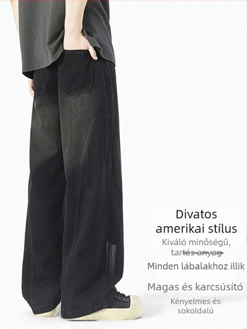 Férfi farmernadrág széles szárú, tintafoltokkal és vintage mosással, tavasz 2026, kód HKN921