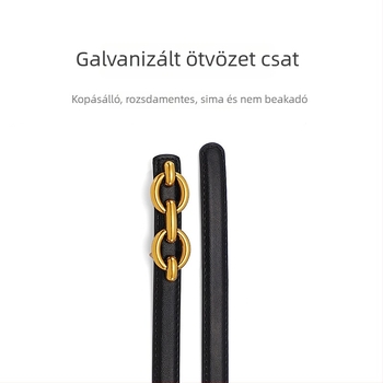 Női vékony öv, valódi bőrből, egyszerű és sokoldalú dekoratív öv ruhákhoz