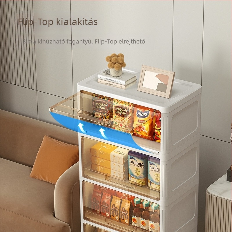 Új többfunkciós konyhai tárolópolc billenthető fedéllel, több szintű tárolás, nagy kapacitás