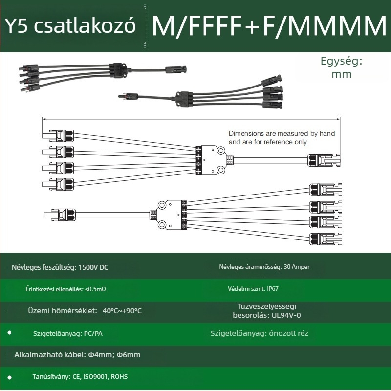 CNLonQcom mc4-Y napelemes modul kültéri IP67 vízálló fotovoltaikus csatlakozó DC1000V 30A