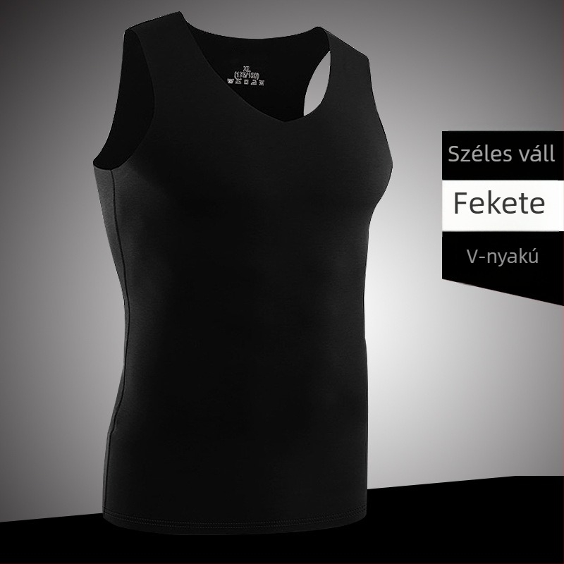 Férfiaknak készült varrat nélküli mellény, széles vállú V-nyakú, karcsúsított szabású, egyszínű Ice Silk anyagú – nyári viselet