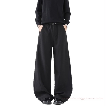 Férfiaknak amerikai stílusú minimalist nadrág, magas minőségű casual, tavaszi kollekció, laza szabású egyenes szár, drapírozott, plisírozott, széles nadrág kosztümhöz