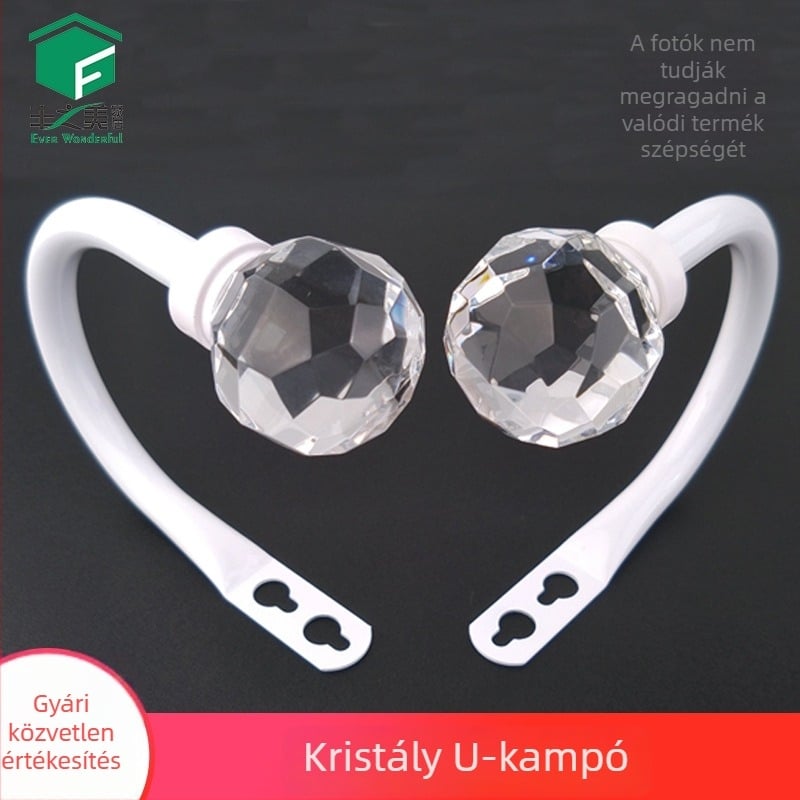 Kristályos U-alakú függönykampó és kötőcsat, modern minimalist vas zománcfestékű kiegészítő