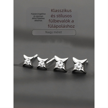 925 ezüst tű fülbevaló férfiaknak, minimalist stílusú csillag motívummal, mini fülbevaló, egy darabban kapható