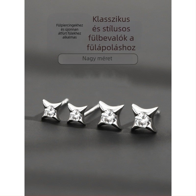 925 ezüst tű fülbevaló férfiaknak, minimalist stílusú csillag motívummal, mini fülbevaló, egy darabban kapható