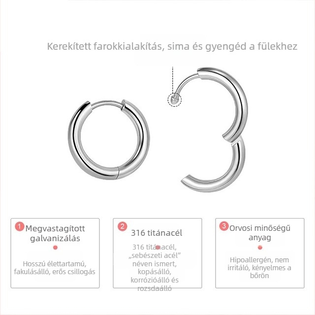 Férfiaknak szóló titán‑acél fülbevalók, minimalist geometriai karikák és tűs fülbevalók