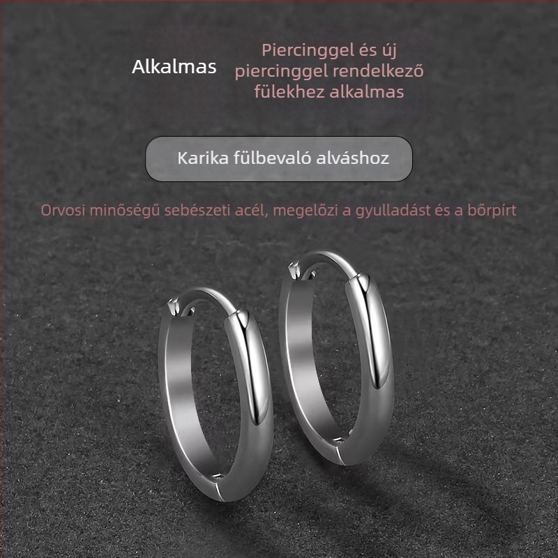 Férfiaknak szóló titán‑acél fülbevalók, minimalist geometriai karikák és tűs fülbevalók