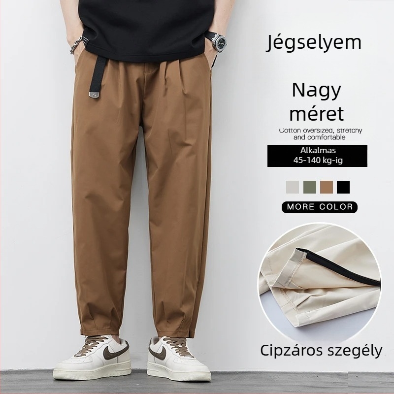 Férfi Ice Silk casual nadrág nyárra, könnyű, gyorsan száradó, plusz méret, bő fazon