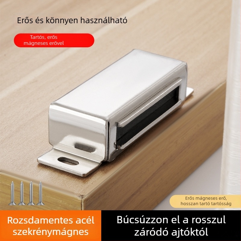 Rozsdamentes acél szekrényajtó mágneses záró és ajtóstop