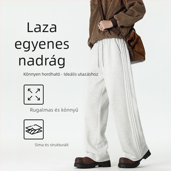 2025 férfi sportos, lazán szabályos nadrág, egyenes szabású, poliészter