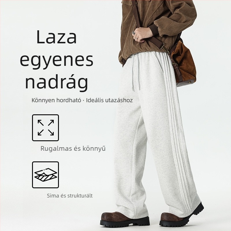 2025 férfi sportos, lazán szabályos nadrág, egyenes szabású, poliészter
