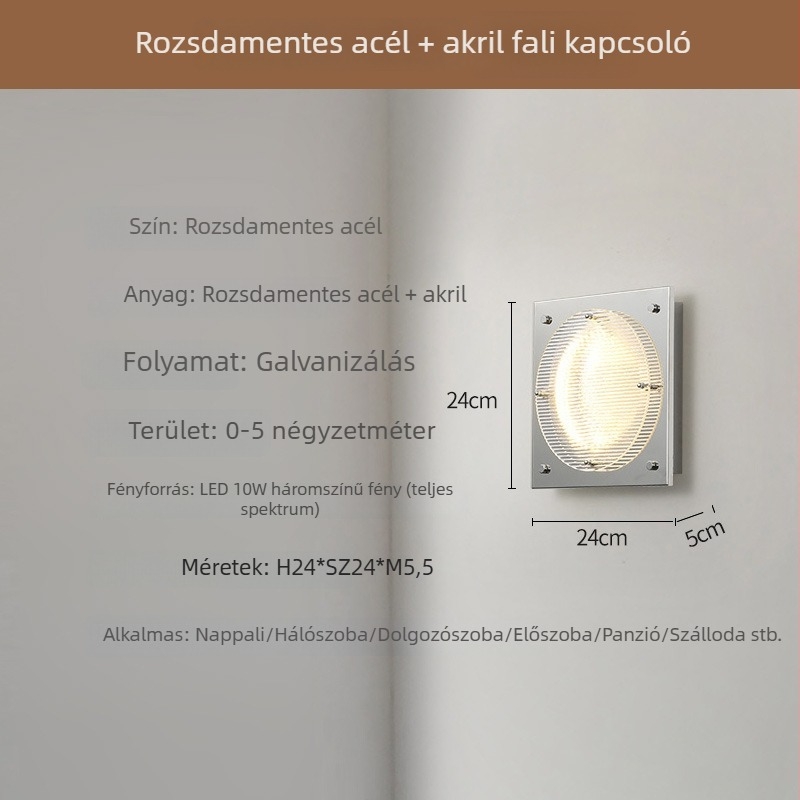 LED falikar Bauhaus stílusú hálószobához, hangulatos fény az ágy mellett, dekoratív bejárati és közlekedő lámpa, modern minimalista kialakítás