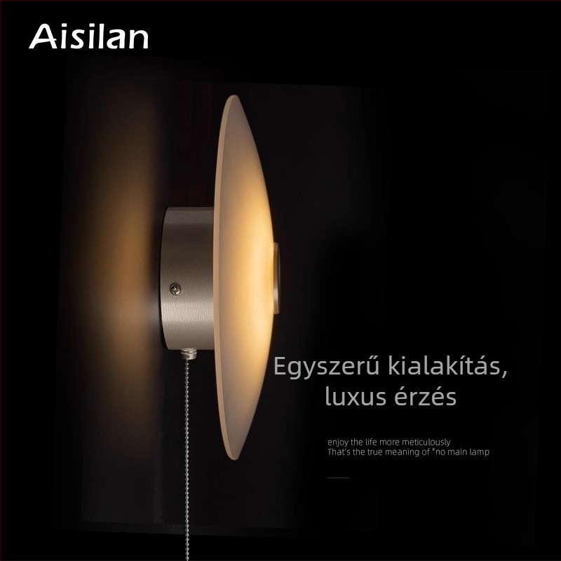 LED fali lámpa hálószobába – prémium világítás, fali lámpa húzógyűrűvel, kreatív függő lámpa a hálószobának, modern minimalista stílus