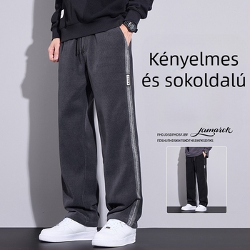 Férfi fleece bélelt sportnadrág, széles szárú, casual, őszi-téli 2024