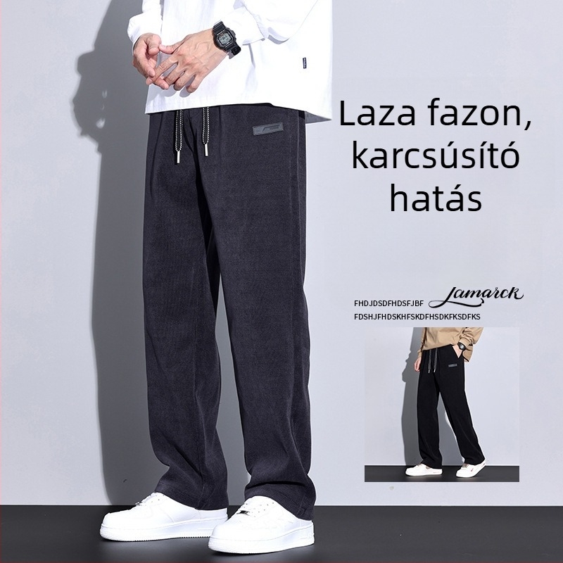 Férfi fleece bélelt sportnadrág, széles szárú, casual, őszi-téli 2024