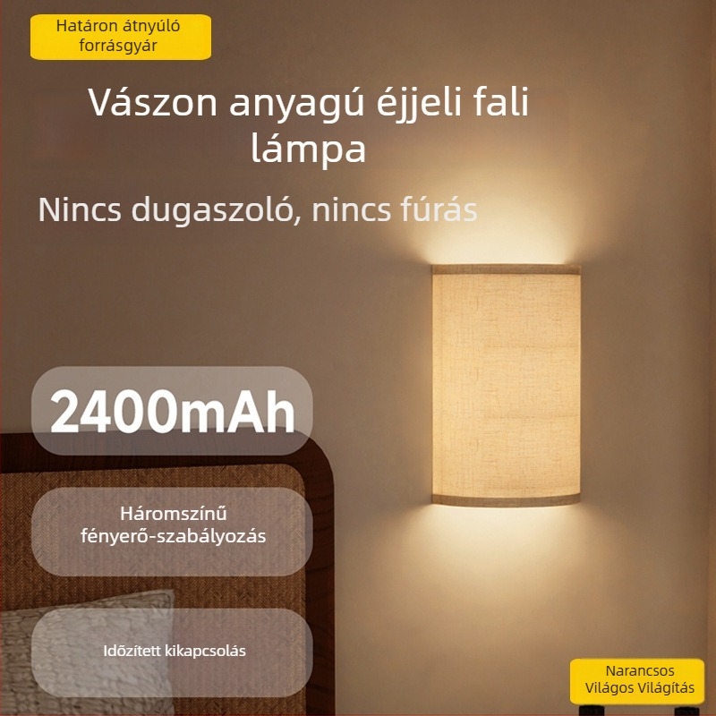 Hálószobai falikar környezeti megvilágítással, vezeték nélküli töltéssel és három fényhőmérséklettel