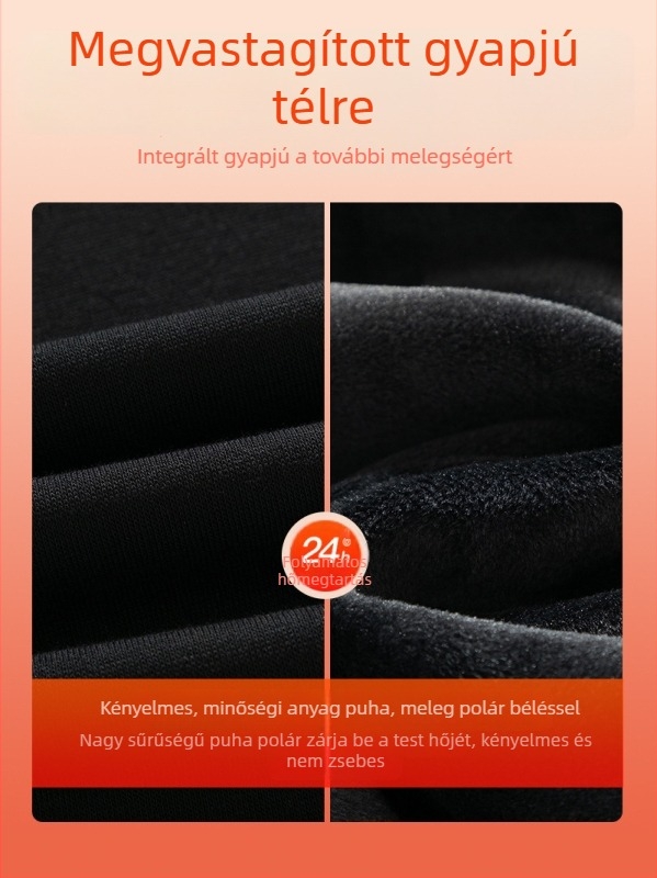 Férfi sportnadrág lazán szabott, széles lábakkal, téli fleece-béléses, mindennapi és divatos viselet.