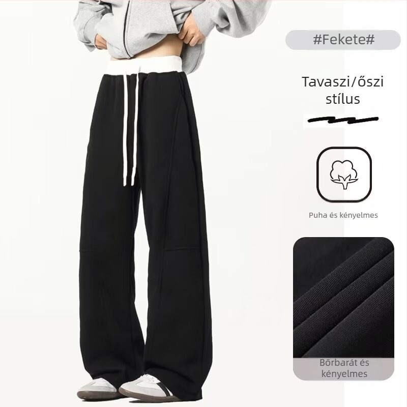 Retro férfi casual nadrág, görbe kés ihletésű, tavasz–ősz, egyenes szabás, laza szabás, streetwear