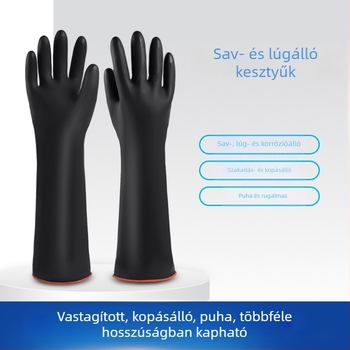 Sav- és lúgálló kesztyűk, gumírozott vízálló, ipari korrózióálló latex, vastagított munkavédelmi kesztyűk, többfunkciós védelem