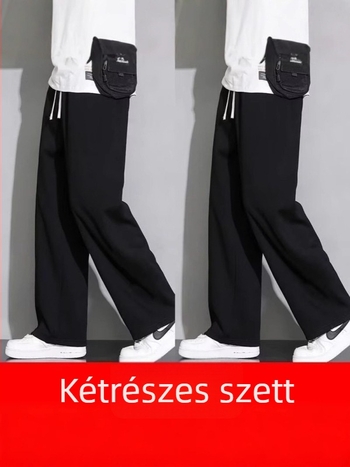 Férfi sportnadrág tavasz–ősz, egyszínű, lazán szabott, egyenes szárú, hétköznapi