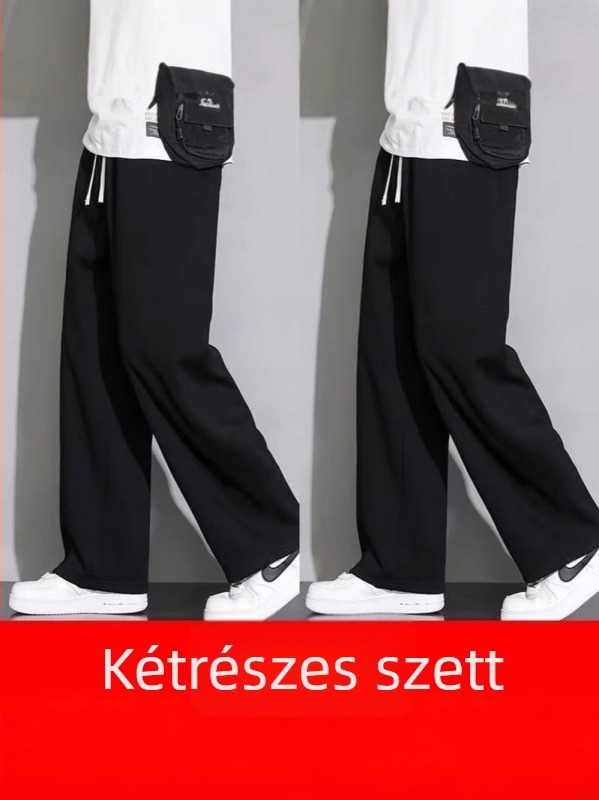 Férfi sportnadrág tavasz–ősz, egyszínű, lazán szabott, egyenes szárú, hétköznapi
