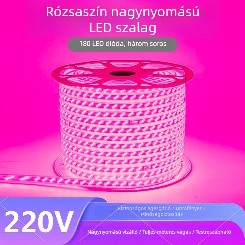 Lila- és rózsaszínű LED-szalag, 220V, otthoni dekoráció, romantikus és kreatív megvilágítás KTV-hez, rendkívül fényes, kültéri vízálló