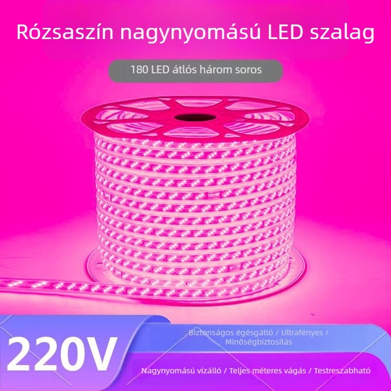 Lila- és rózsaszínű LED-szalag, 220V, otthoni dekoráció, romantikus és kreatív megvilágítás KTV-hez, rendkívül fényes, kültéri vízálló