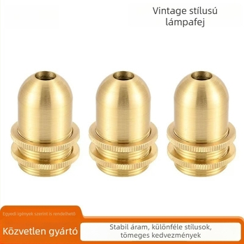 Rézből készült E14-es lámpatartó kerámiamaggal, magas hőmérséklet-álló, vintage kettős gyűrűs lámpatartó