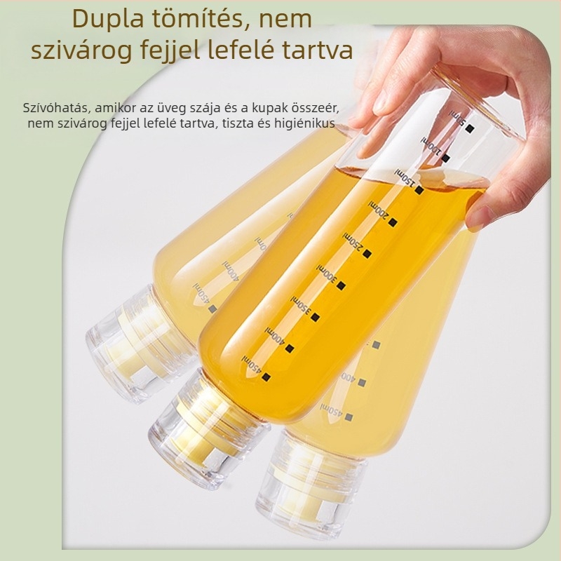 Zárható üvegből készült olajtartó, hordozható és szivárgásmentes, alkalmas szójaszószhoz, ecethez és szezámolajhoz