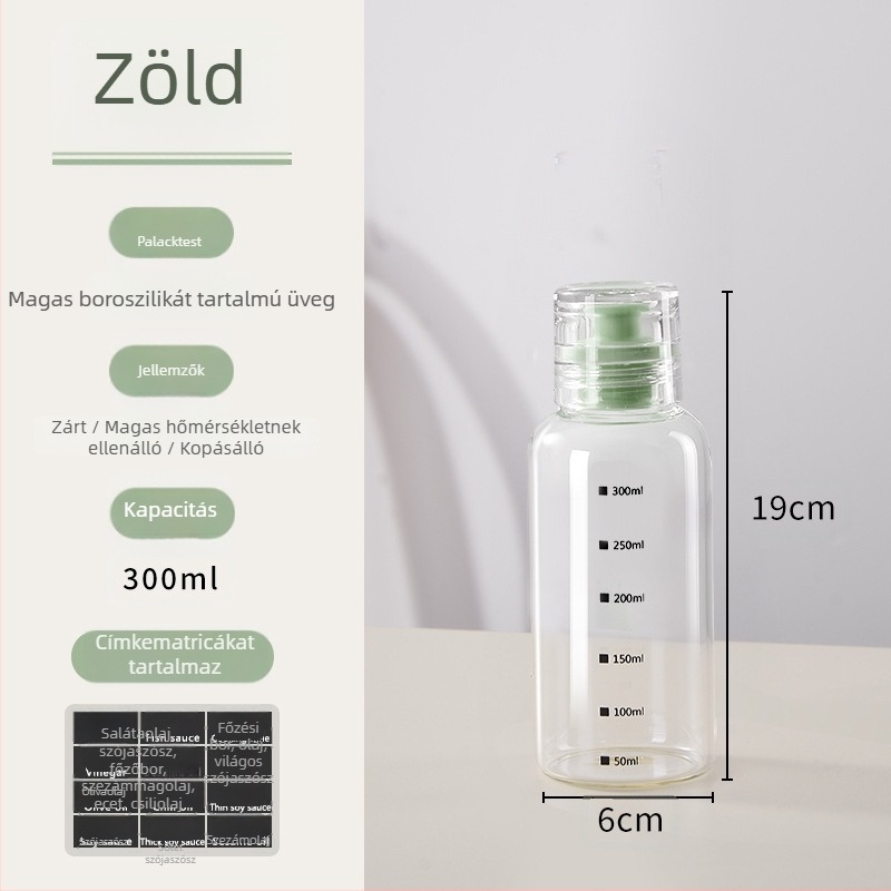 Zárható üvegből készült olajtartó, hordozható és szivárgásmentes, alkalmas szójaszószhoz, ecethez és szezámolajhoz