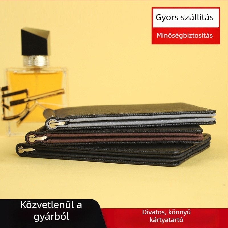 PU bőr pénztárca kártyatartóval és pénzklippel – Klasszikus uniszex dizájn