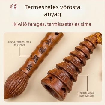 Sárgabarackfa kulcstartó Wenchang tollal és Wenchang pagodával