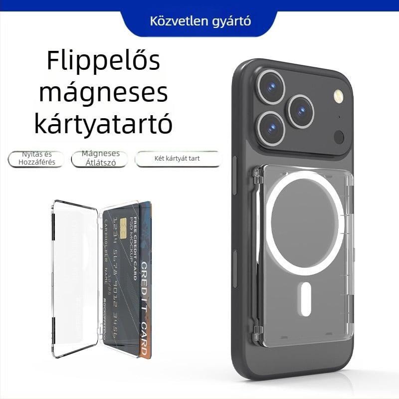 Mágneses ragasztós kártyatartó átlátszó hátlappal, azonosítóhoz, diák- és személyi igazolványhoz, fényképek tárolásához