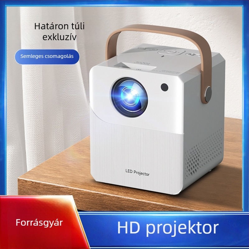 Hordozható intelligens projektor otthoni mozizáshoz, 1080p felbontás, akár 200 hüvelykes kép, teljes üveg lencsével