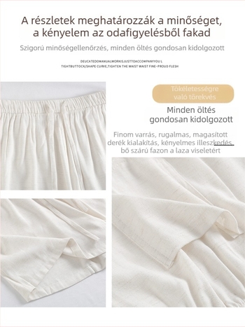 Női fehér lennadrág, nyári vékony anyag, 2026-os új stílus, A-vonalú capri szabás, laza fazon