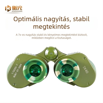 Type 95 740 Éjjellátó binokulár, nagy felbontású, nagyítás, gyenge fény, kültéri távolságmérés, kamuflált fém test