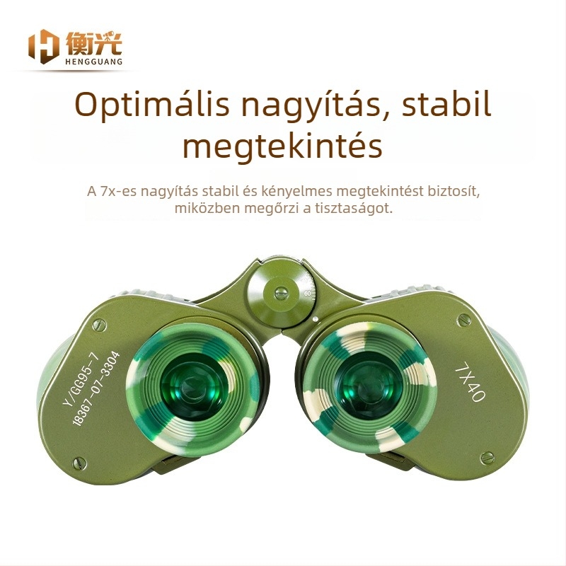 Type 95 740 Éjjellátó binokulár, nagy felbontású, nagyítás, gyenge fény, kültéri távolságmérés, kamuflált fém test