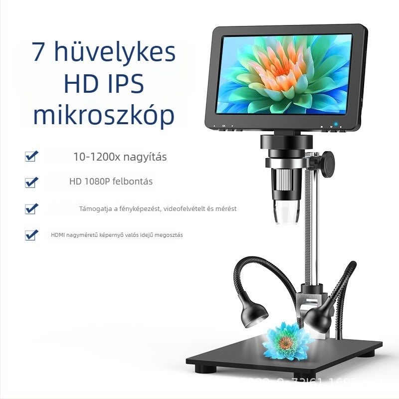 HDMI 7 hüvelykes digitális mikroszkóp IPS-kijelzővel, ipari széles látószögű nagyító mobiltelefonok javításához