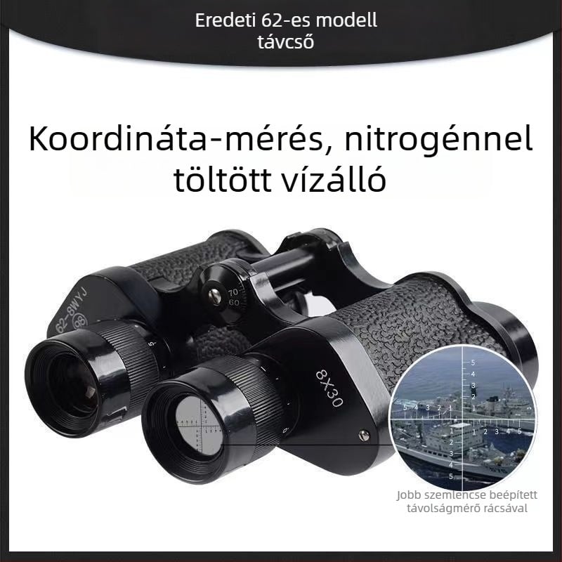 Model 62, 8x30 HD binokuláris távcső távmérővel és alacsony fényű éjjellátóval, hordozható kültéri használatra