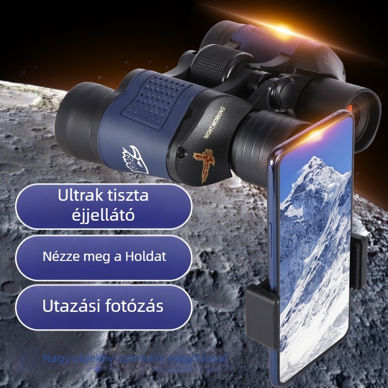 60×60 binokul HD felbontással, nagyítás, gyenge fényviszonyok között éjszakai látás, telefonos fényképezéshez, kültéri távcső